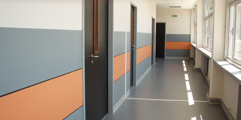 grey coloured corridor wall protection