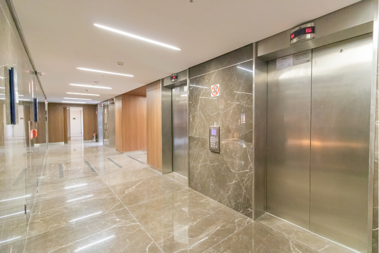 Hotel elevators with wall protection